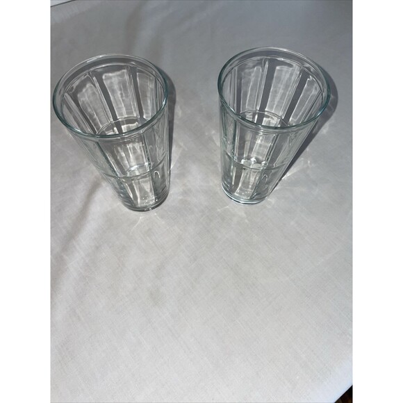 Pasabahce Pair of Two Glass Tumblers Size 3.25x6 Windowpane Block 16 Oz EUC - Picture 11 of 12